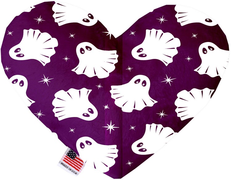 Ghosts on Purple 6 Inch Canvas Heart Dog Toy